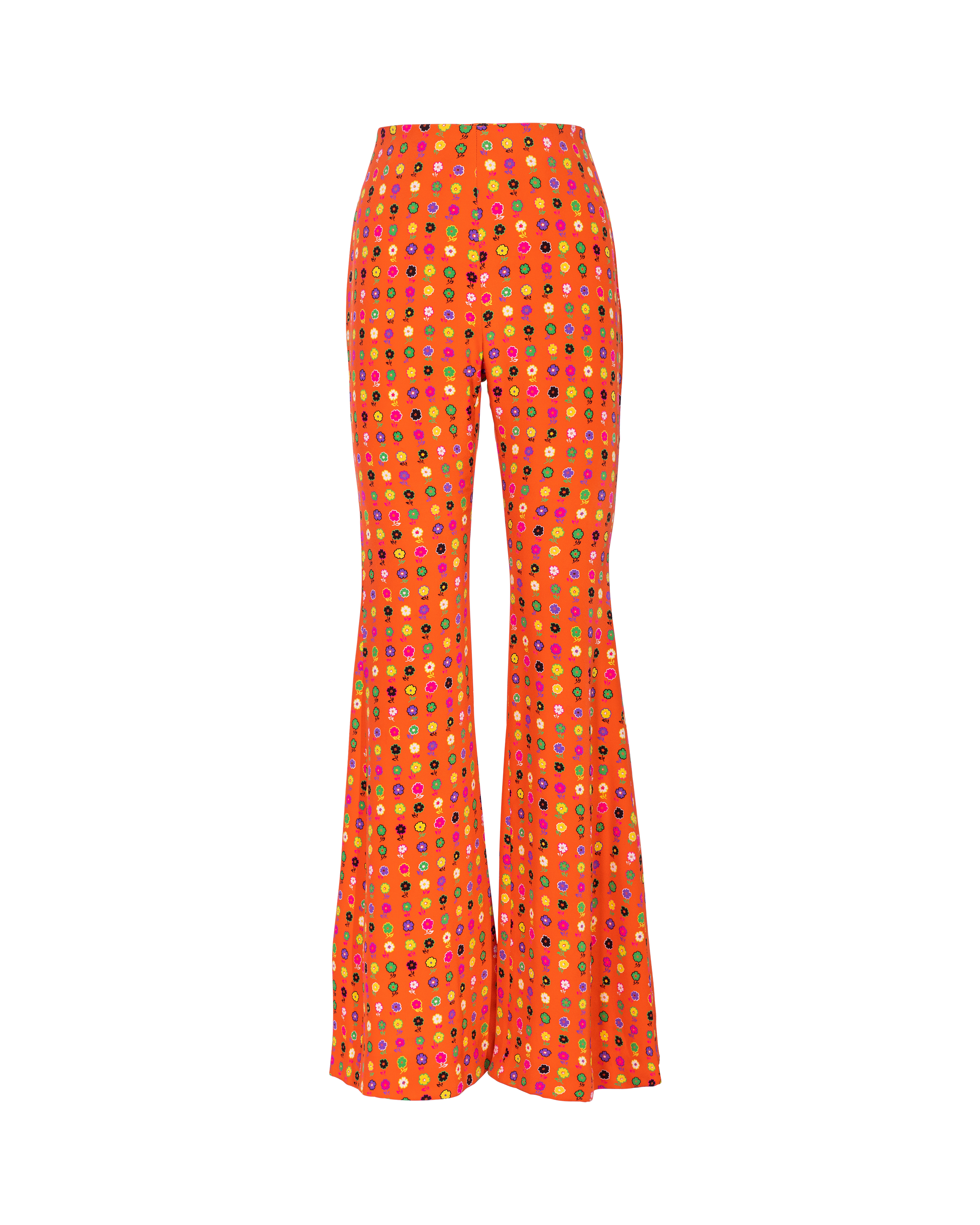 S/S 1993 Orange Floral Flare Trousers Print