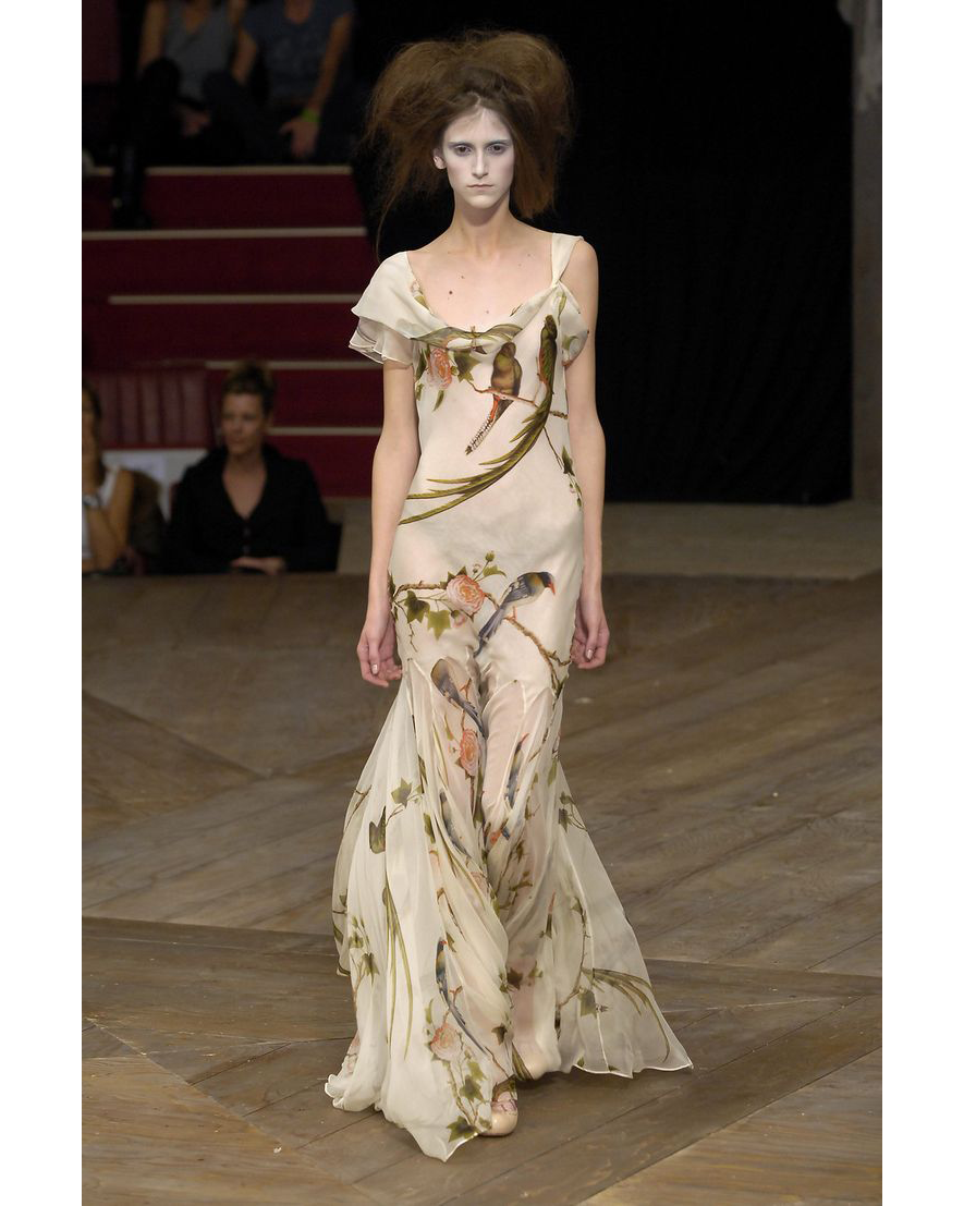 Resort 2008 Silk Hummingbird Print Gown