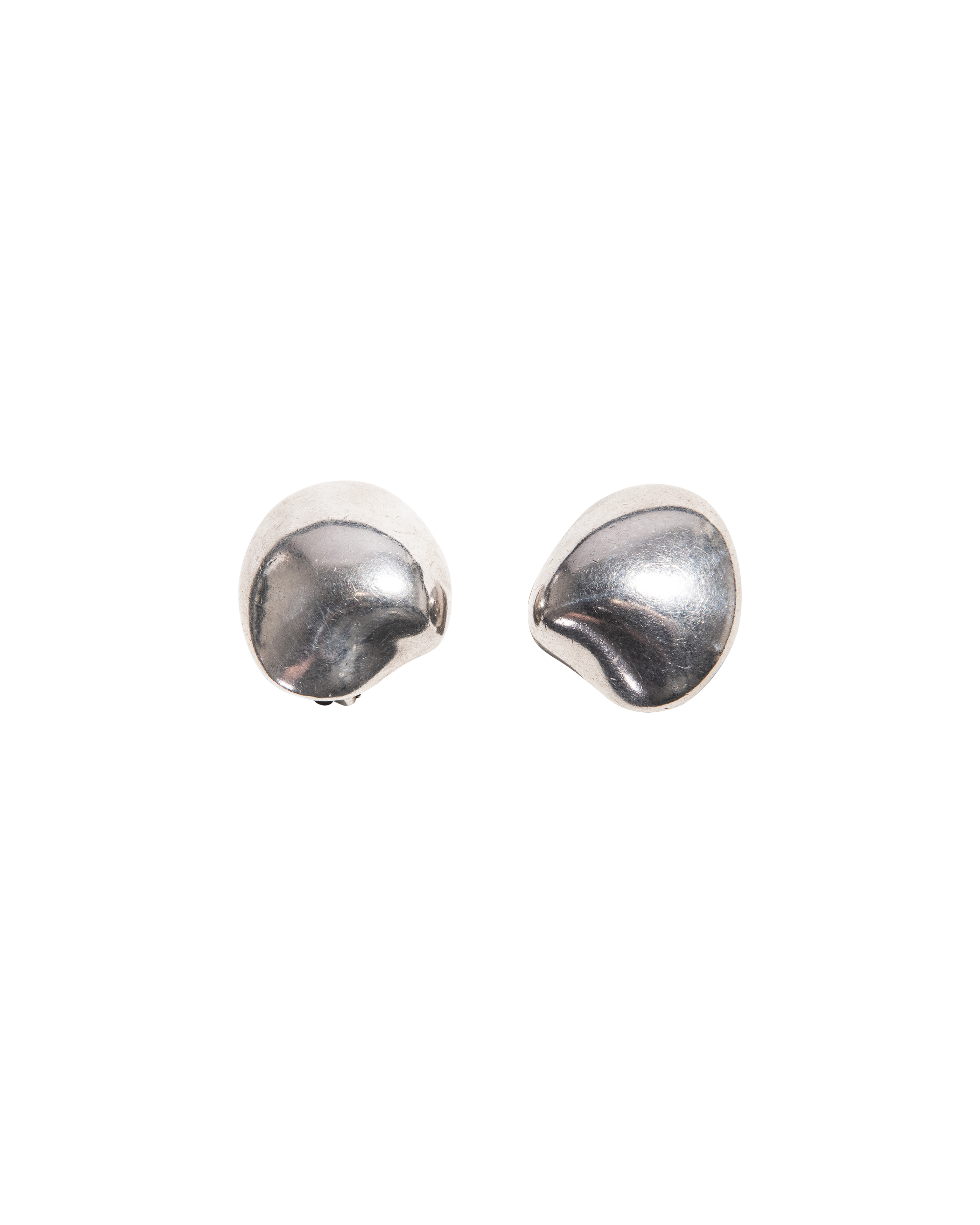 1970's Sterling Silver Curved Clip-on Earrings