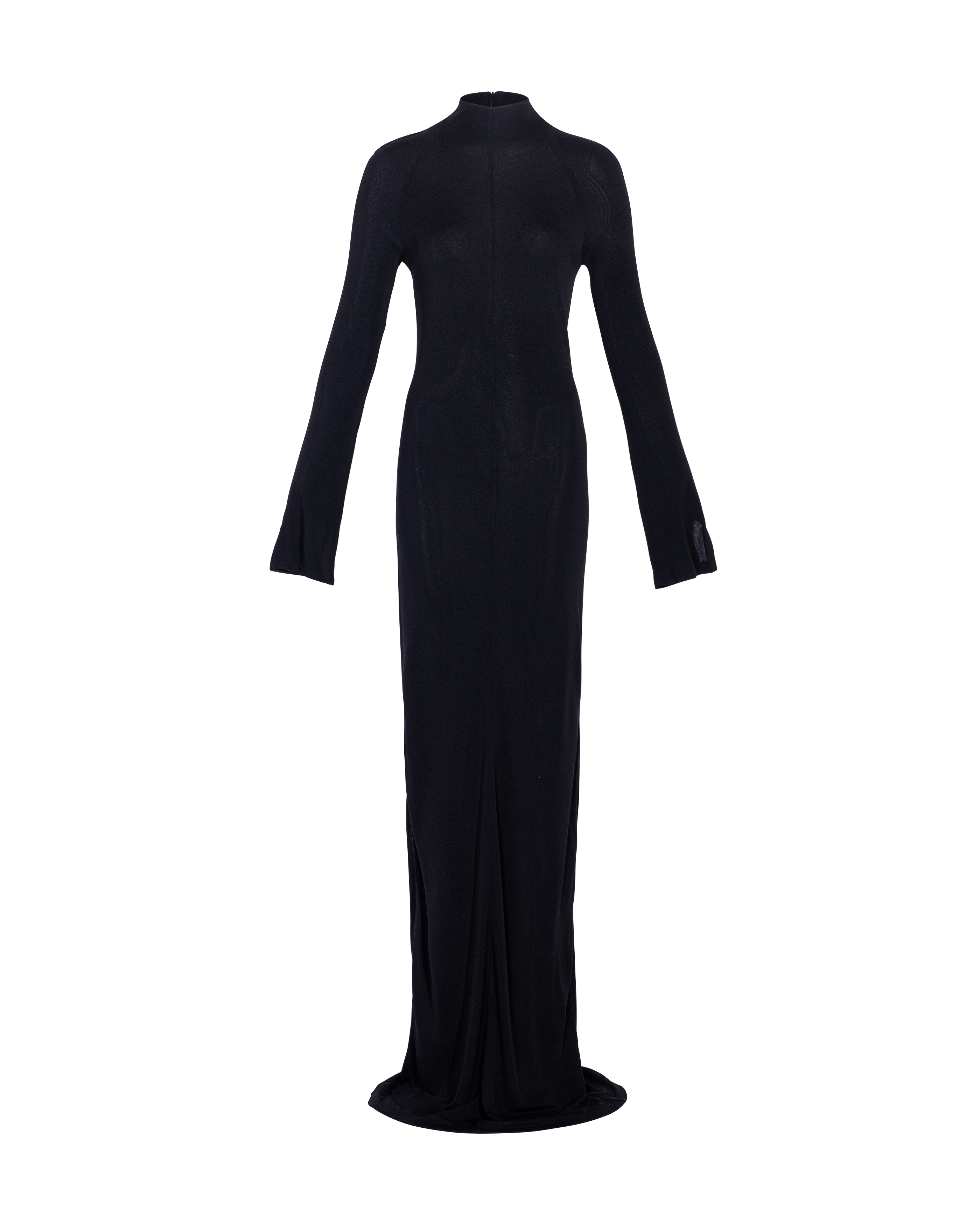 S/S 1998 Black Mock Neck Long Sleeve Jersey Gown