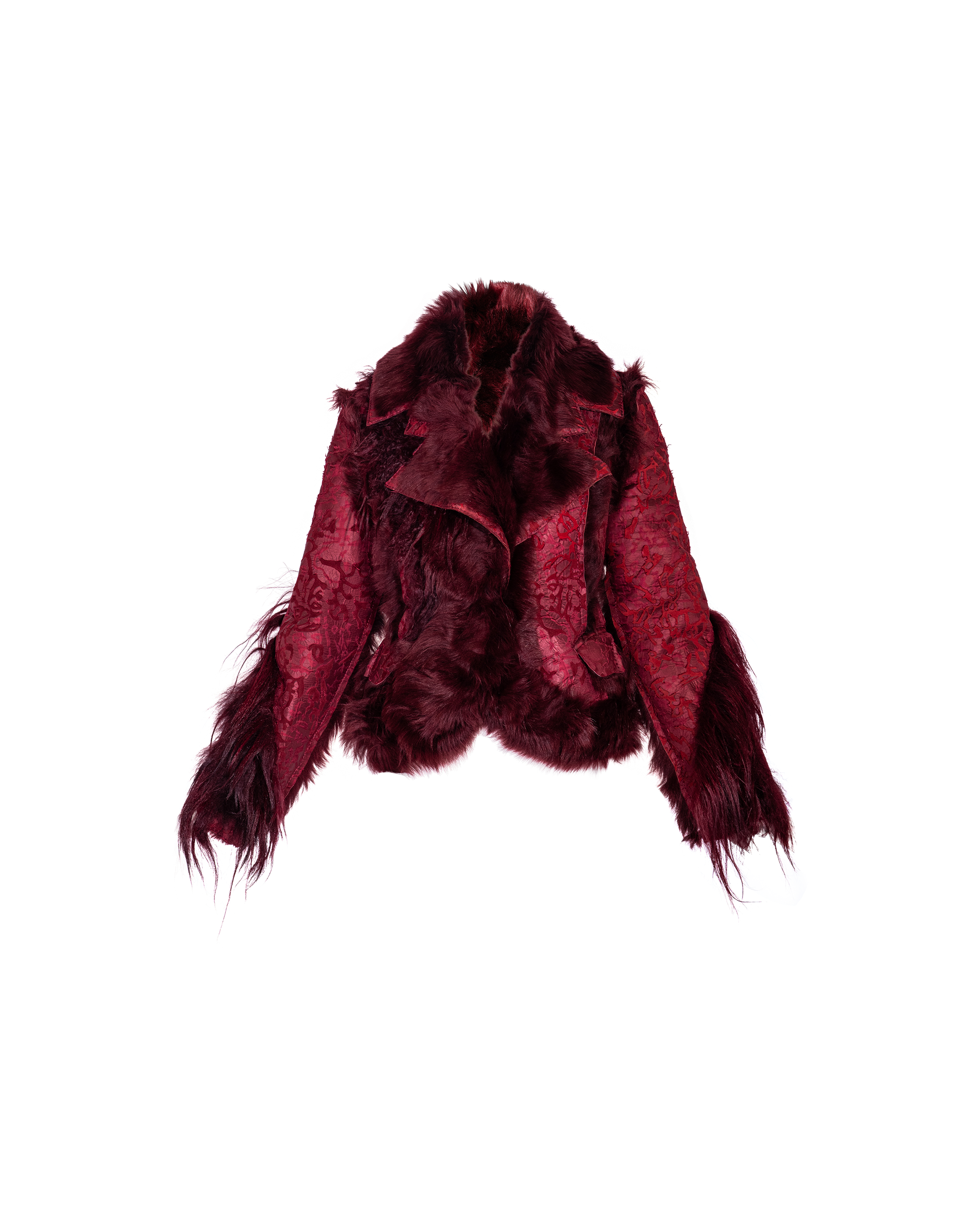 A/W 2006 Burgundy Collared Fur Jacket