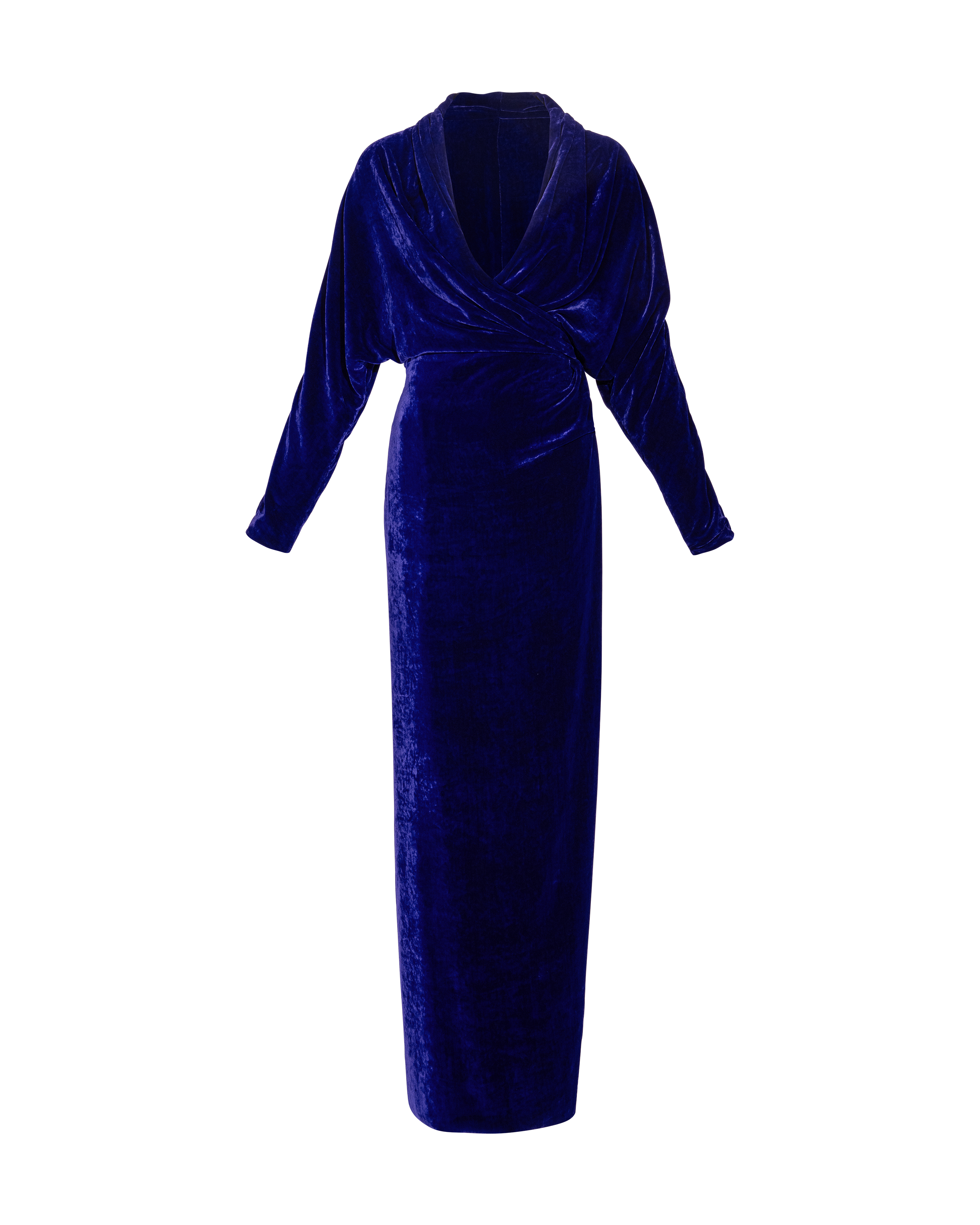 1970's Periwinkle Long Sleeve Velvet Gown