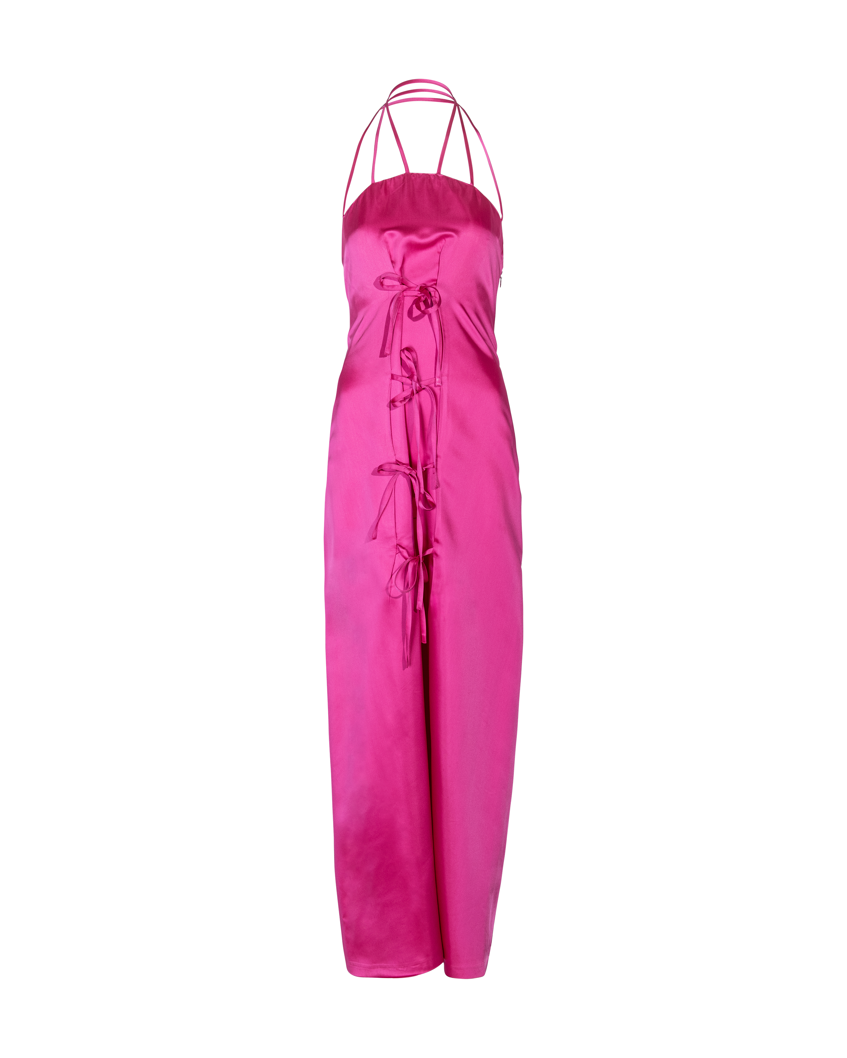 S/S 1999 Red Label Hot Pink Silk Gown with Front Ties