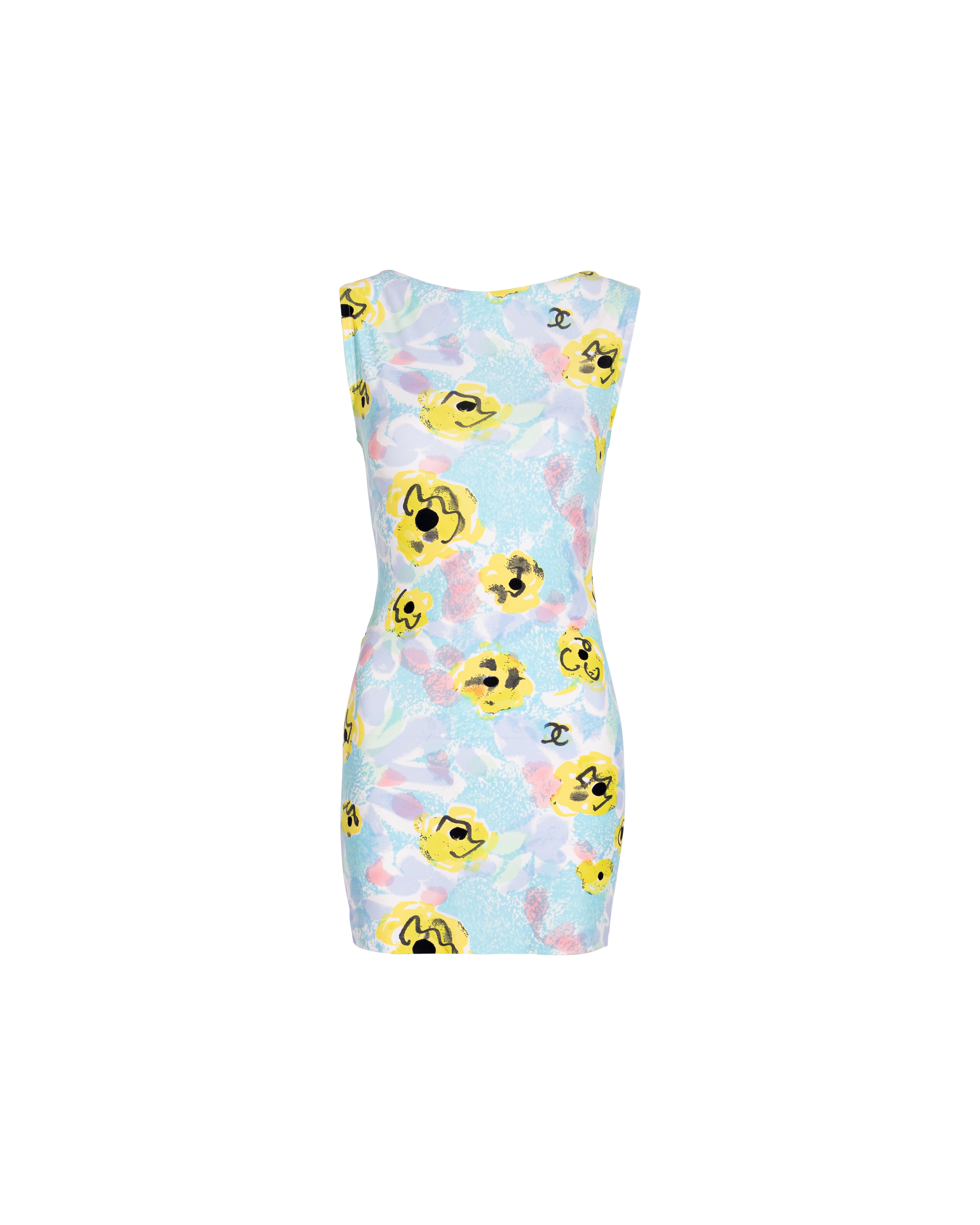 S/S 1997 Sleeveless Camellia Pattern Mini Dress