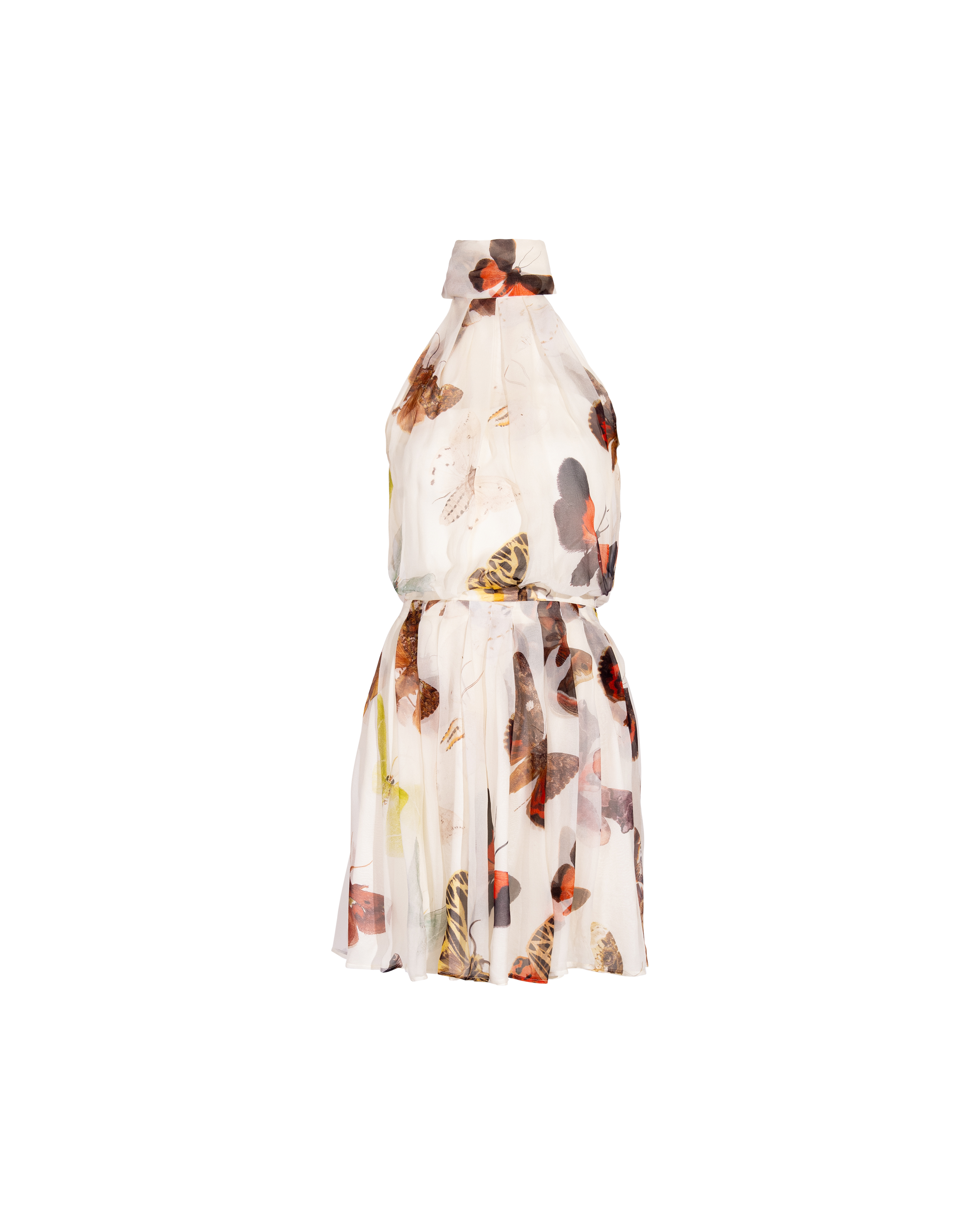 Pre-Spring 2007 Butterfly Moth Print Silk Chiffon Mini Dress