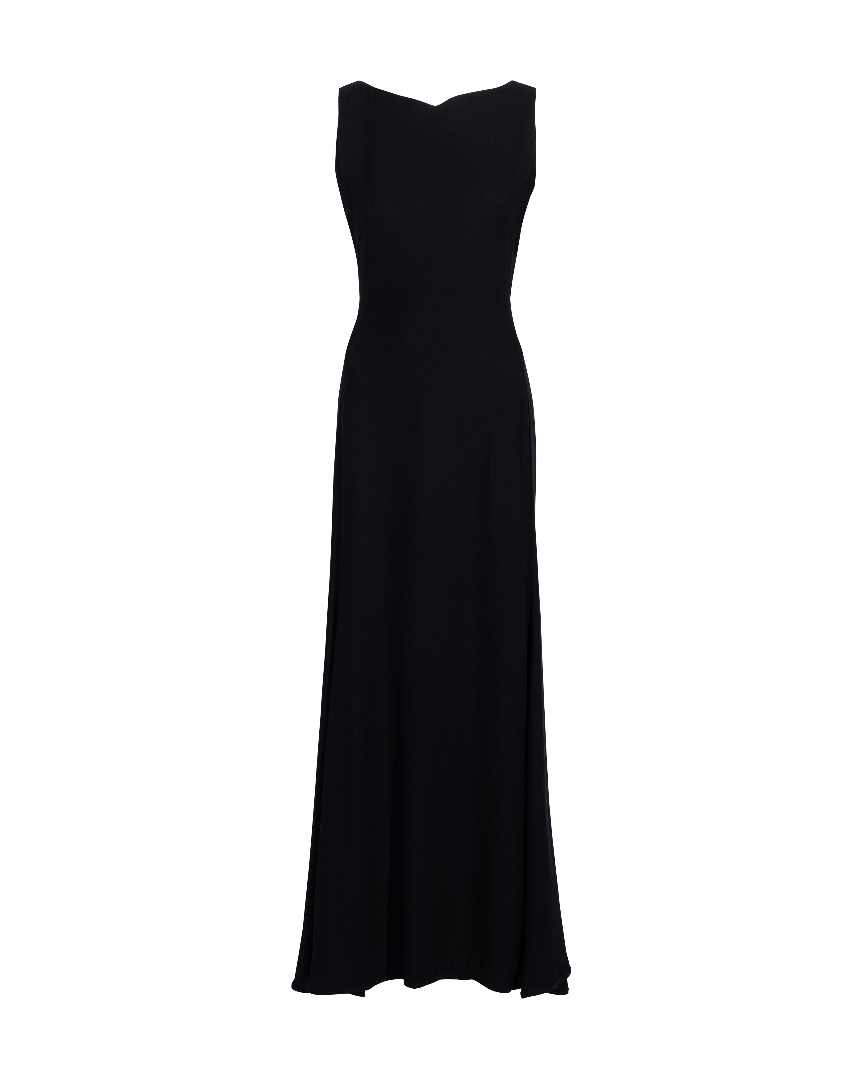 S/S 1996 Black Scallop Curved Side Cutout Gown