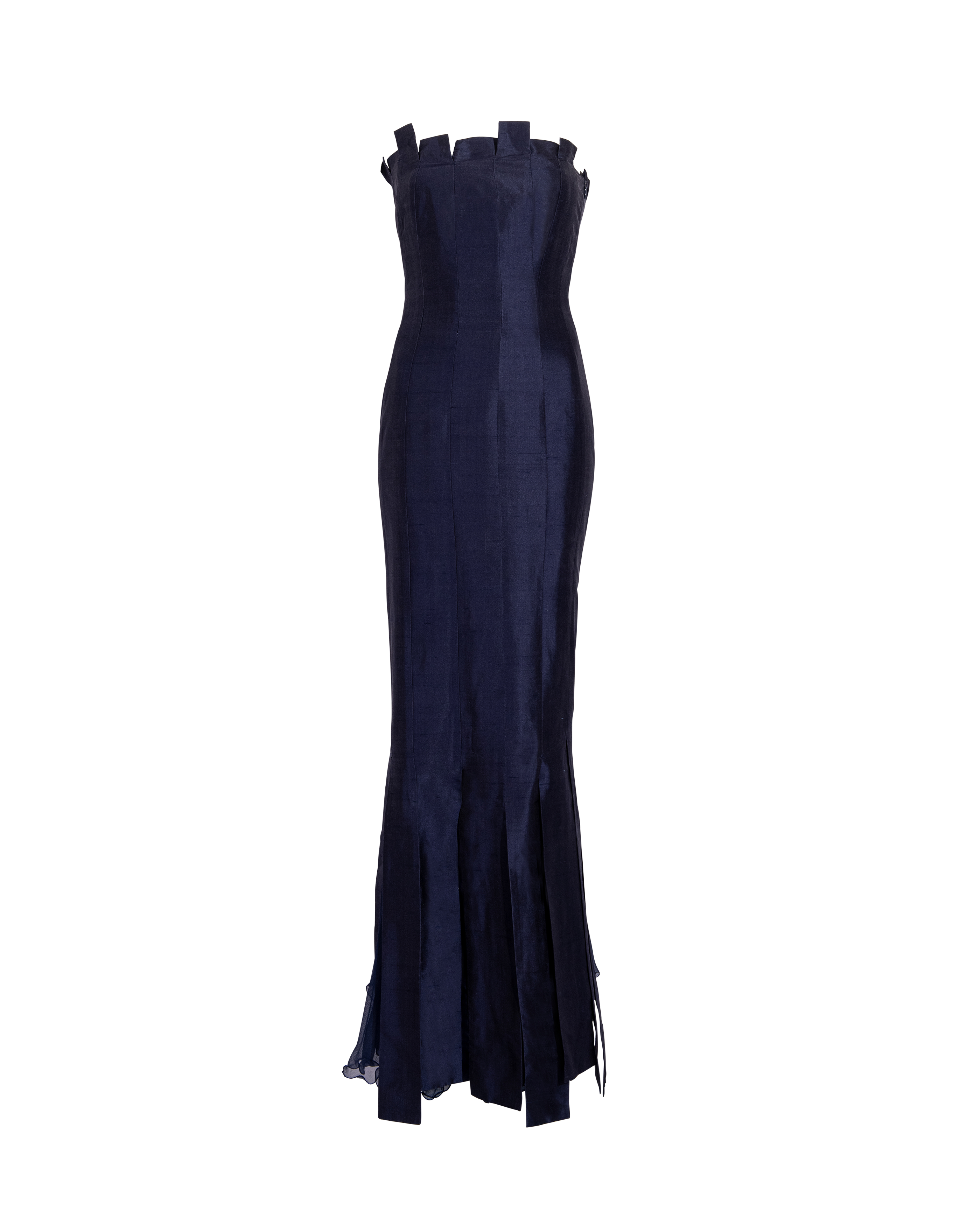 c. 2001 Navy Silk Corset Gown