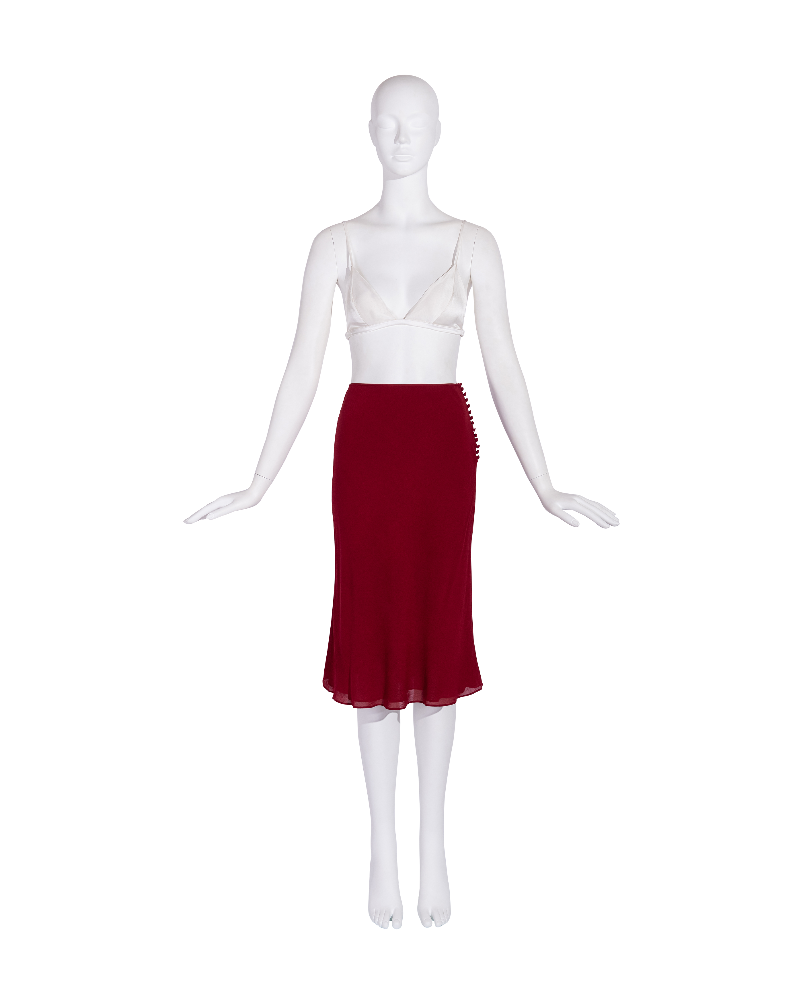 A/W 2002 Deep Red Silk Bias Cut Skirt