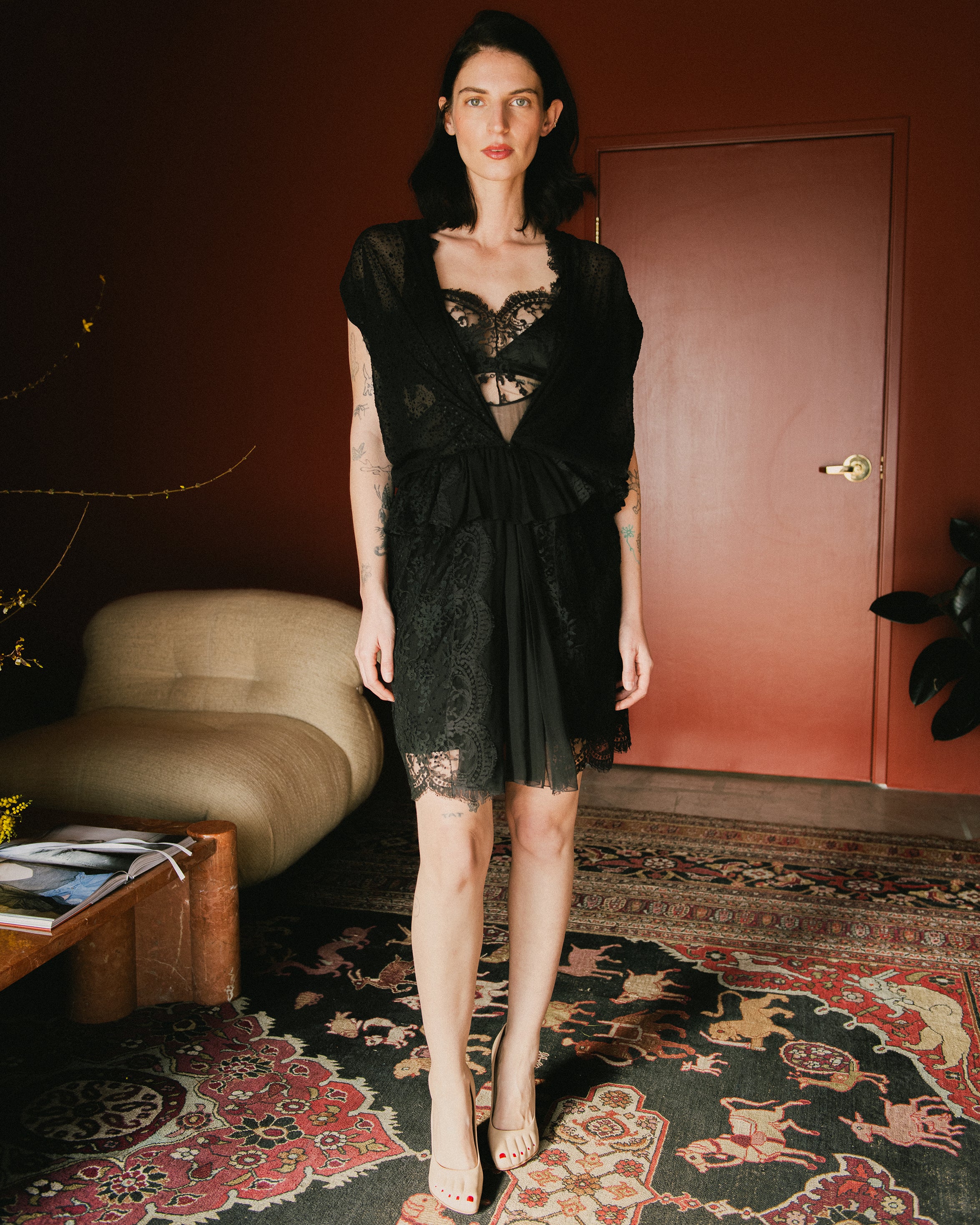 Pre-Fall 2009 Black Lace Semi-Sheer Mini Dress