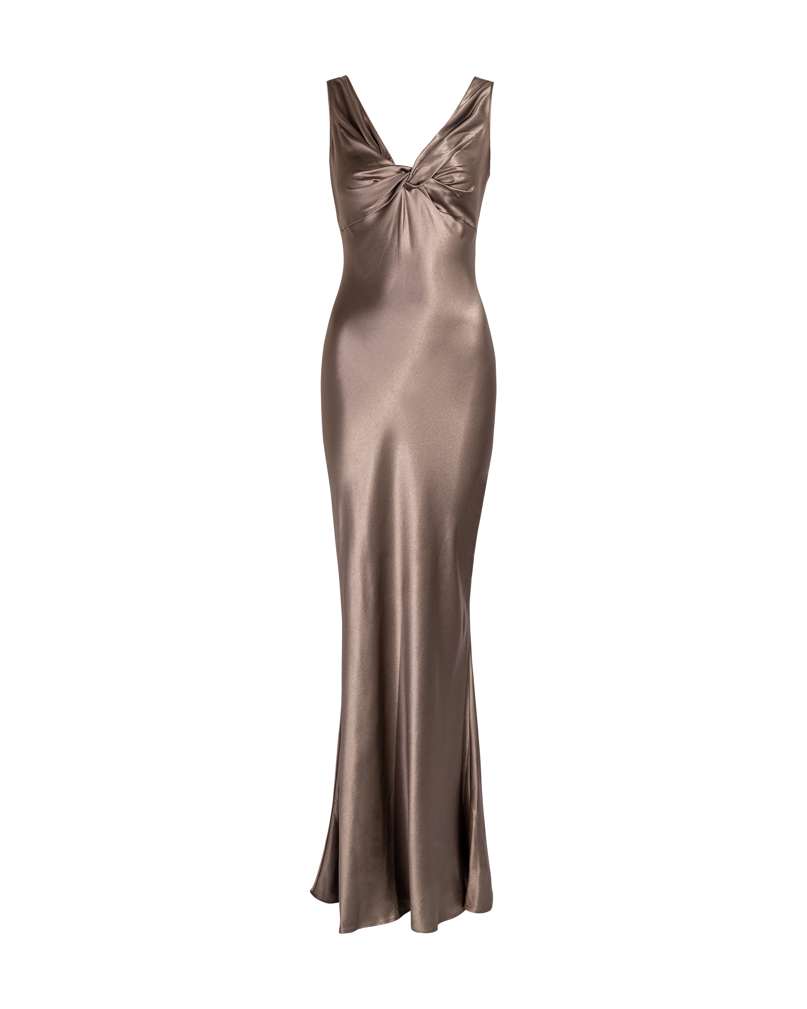 A/W 2005 Brown Gray Bias Cut Gown with Gathered Bust