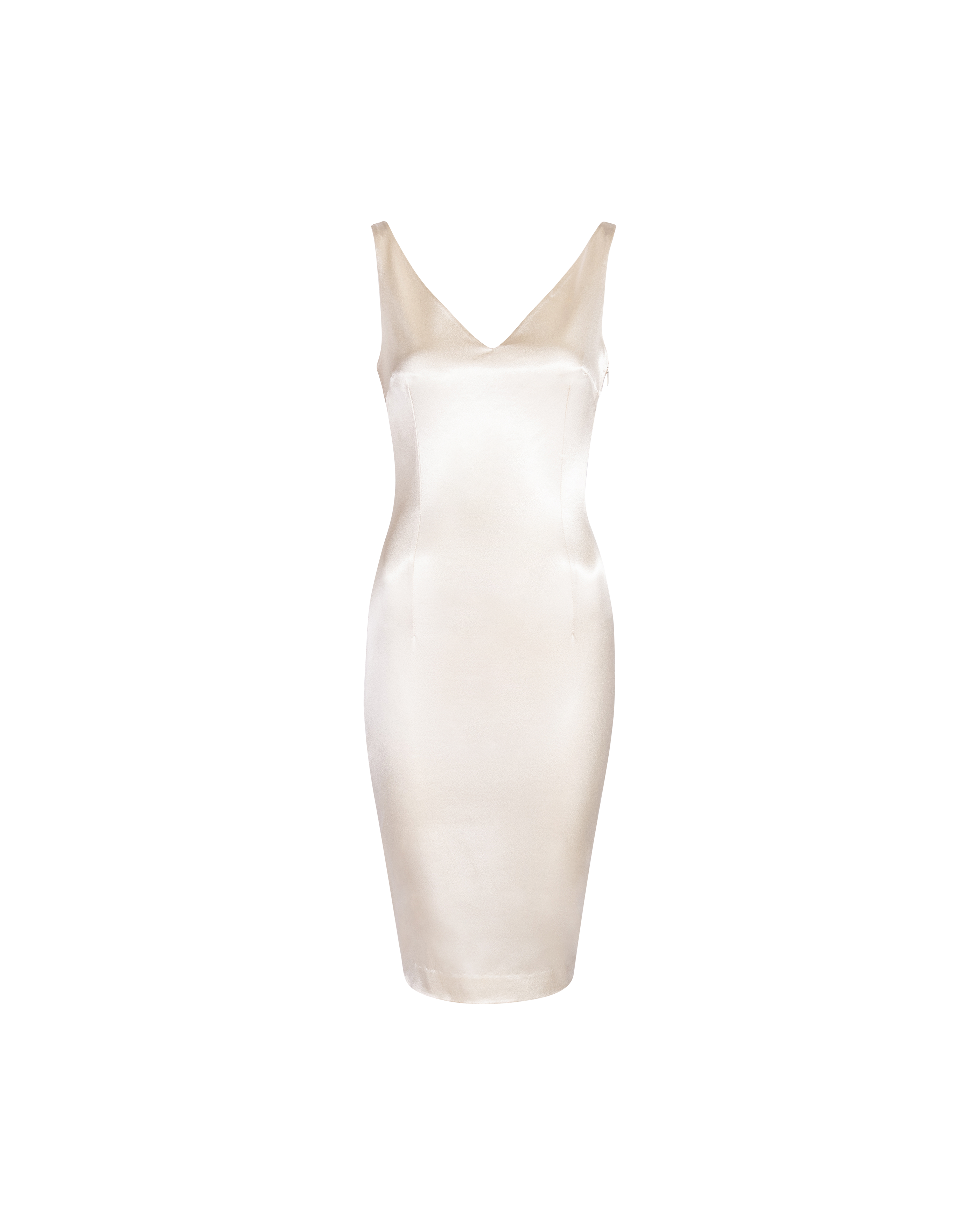 Resort 2004 Ivory Sleeveless Sheath Above-Knee Dress