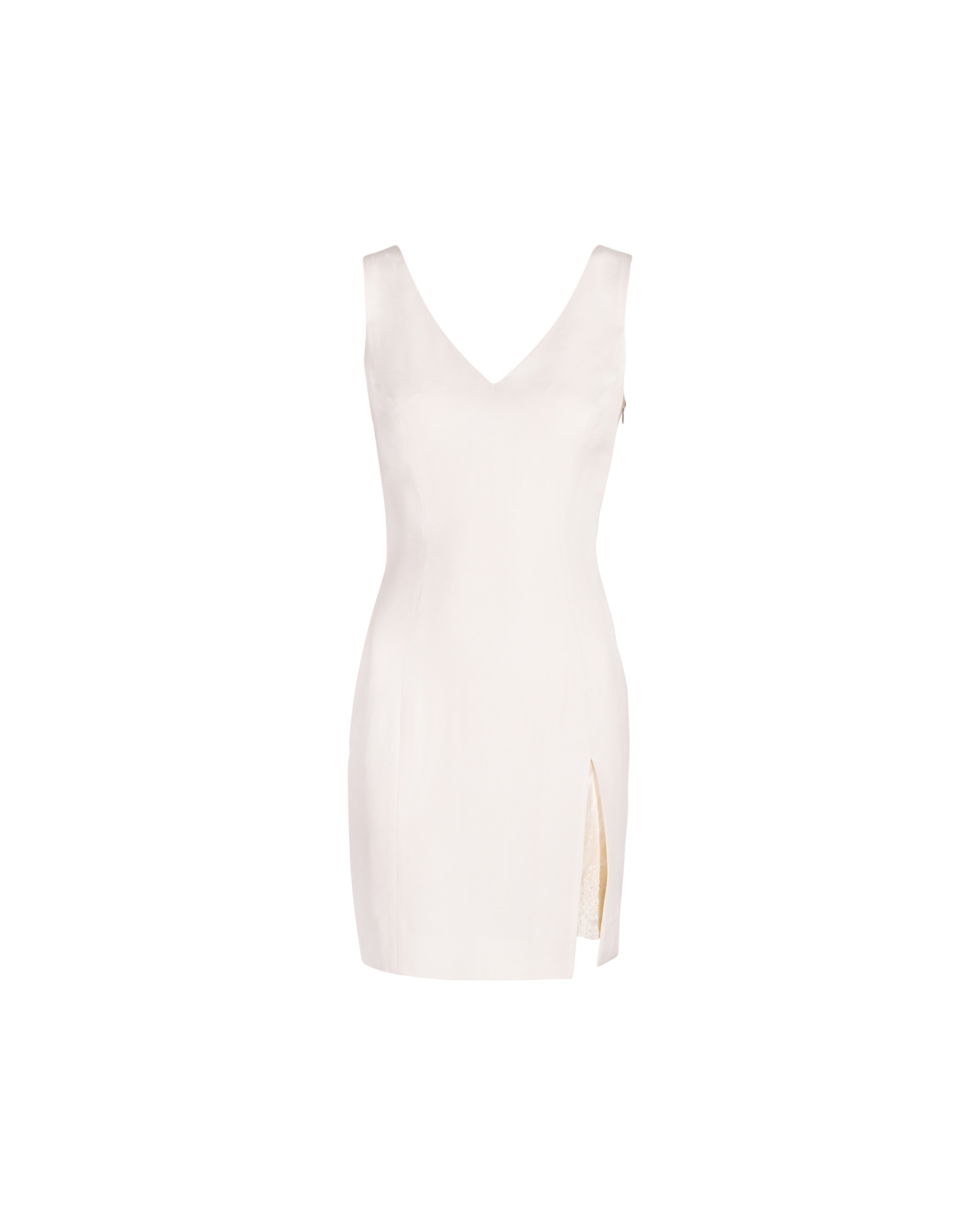 S/S 1998 Ivory Mini Dress with Lace Underlay