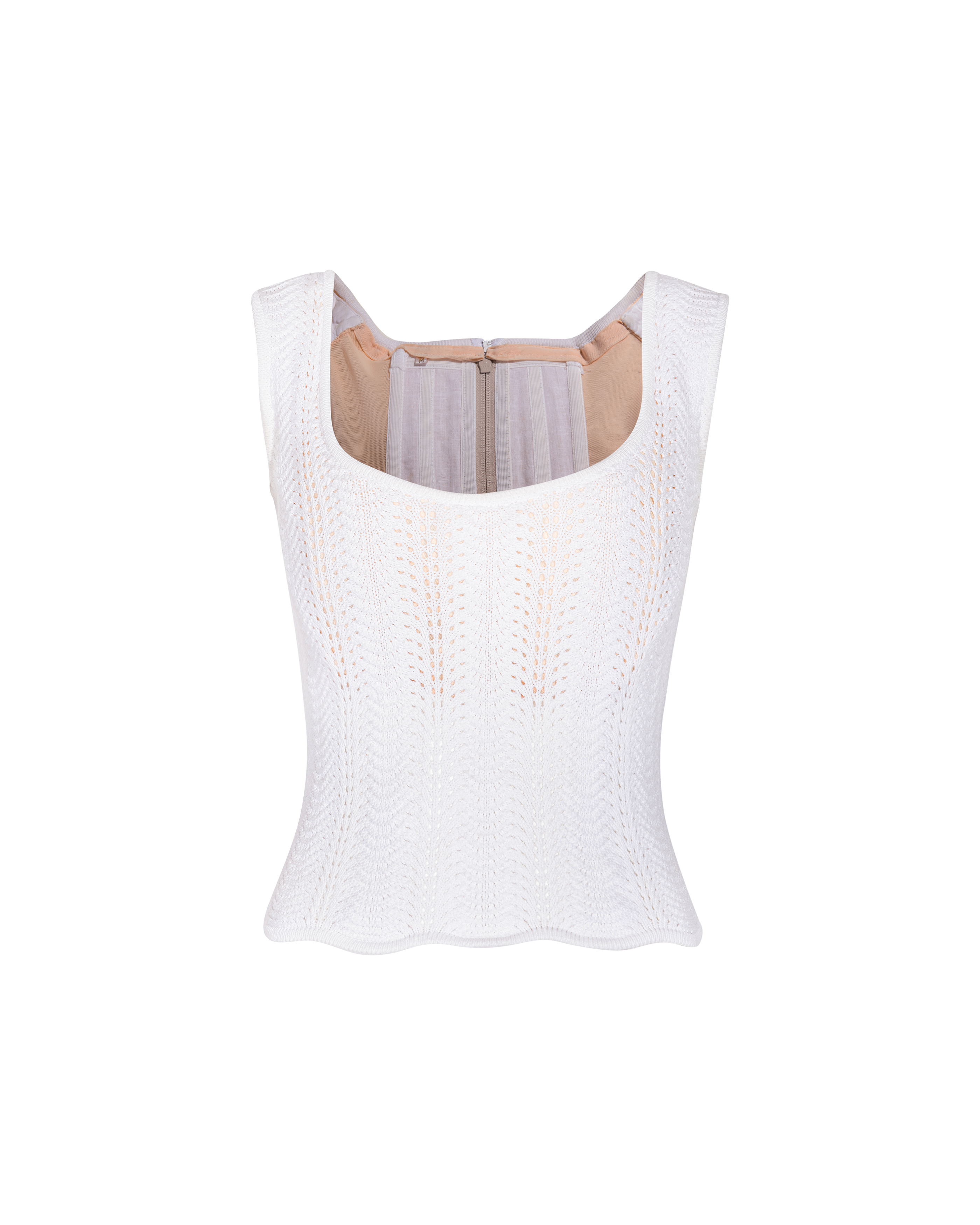 S/S 1995 'Erotic Zones' White Knit 'Slashing' Corset