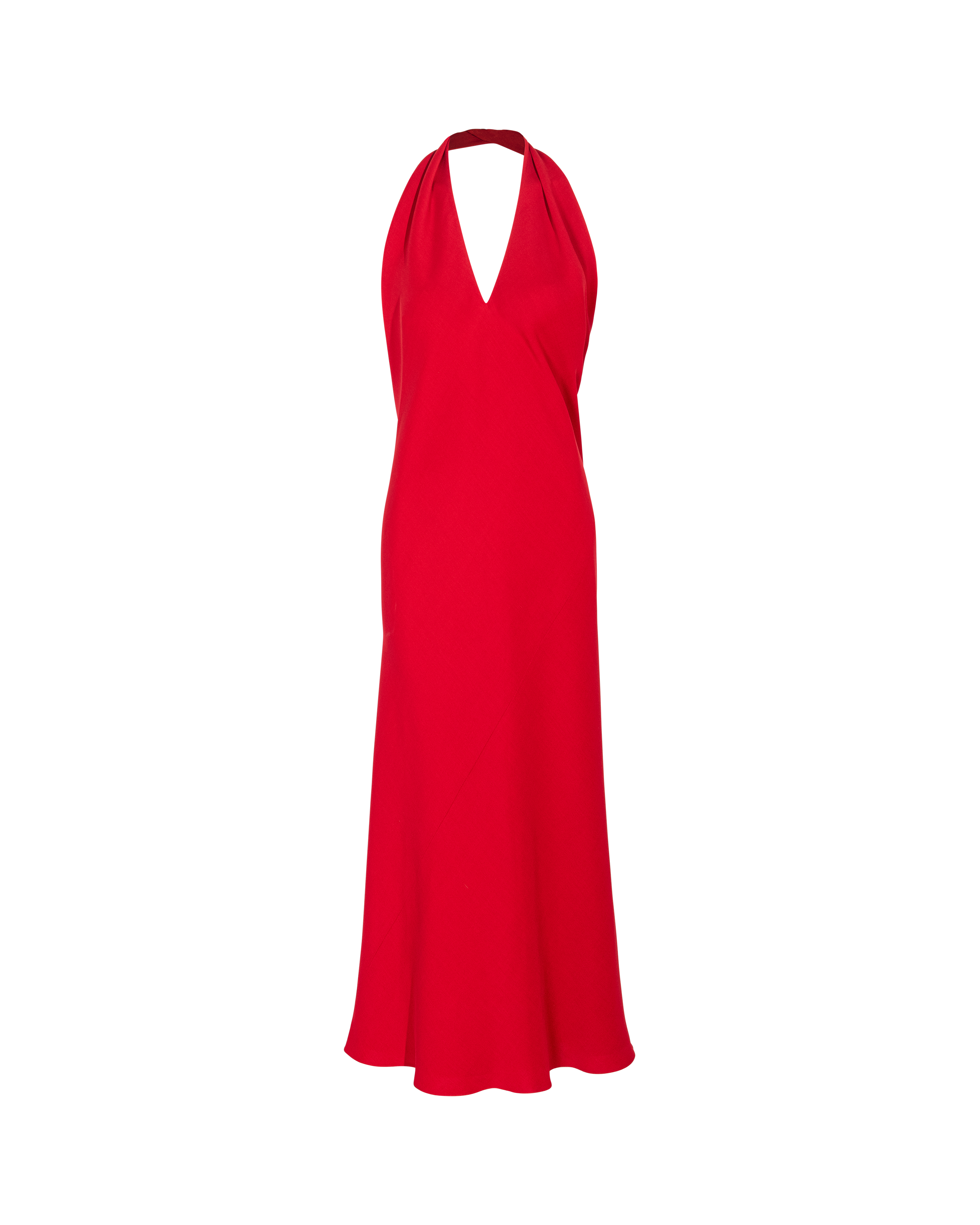 2000's Red Halter Midi Dress