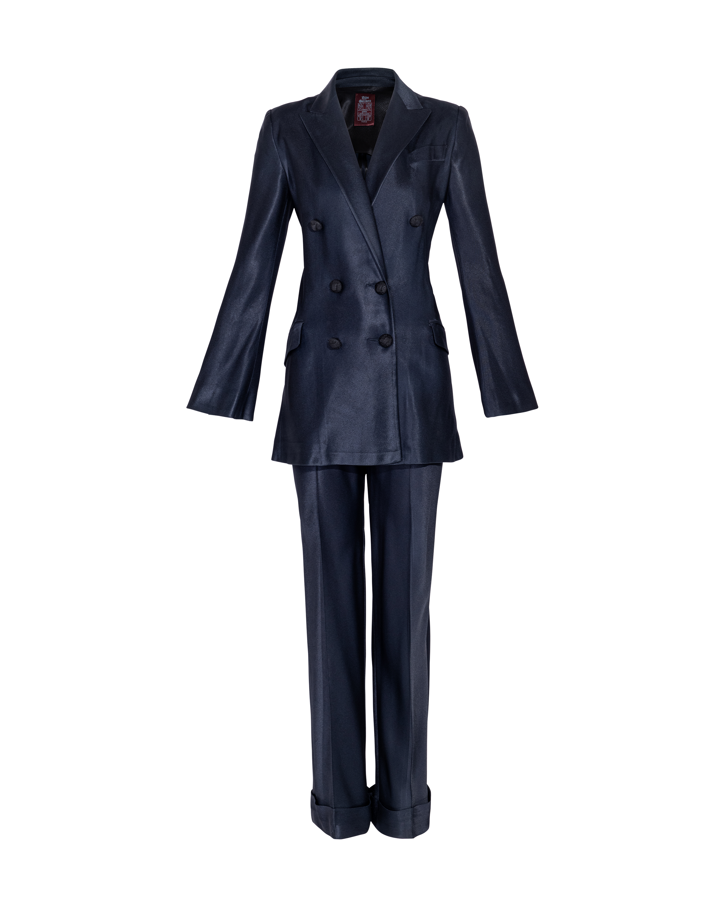 A/W 1994 Deep Blue Bias Cut Double-Breasted Pant Suit Set