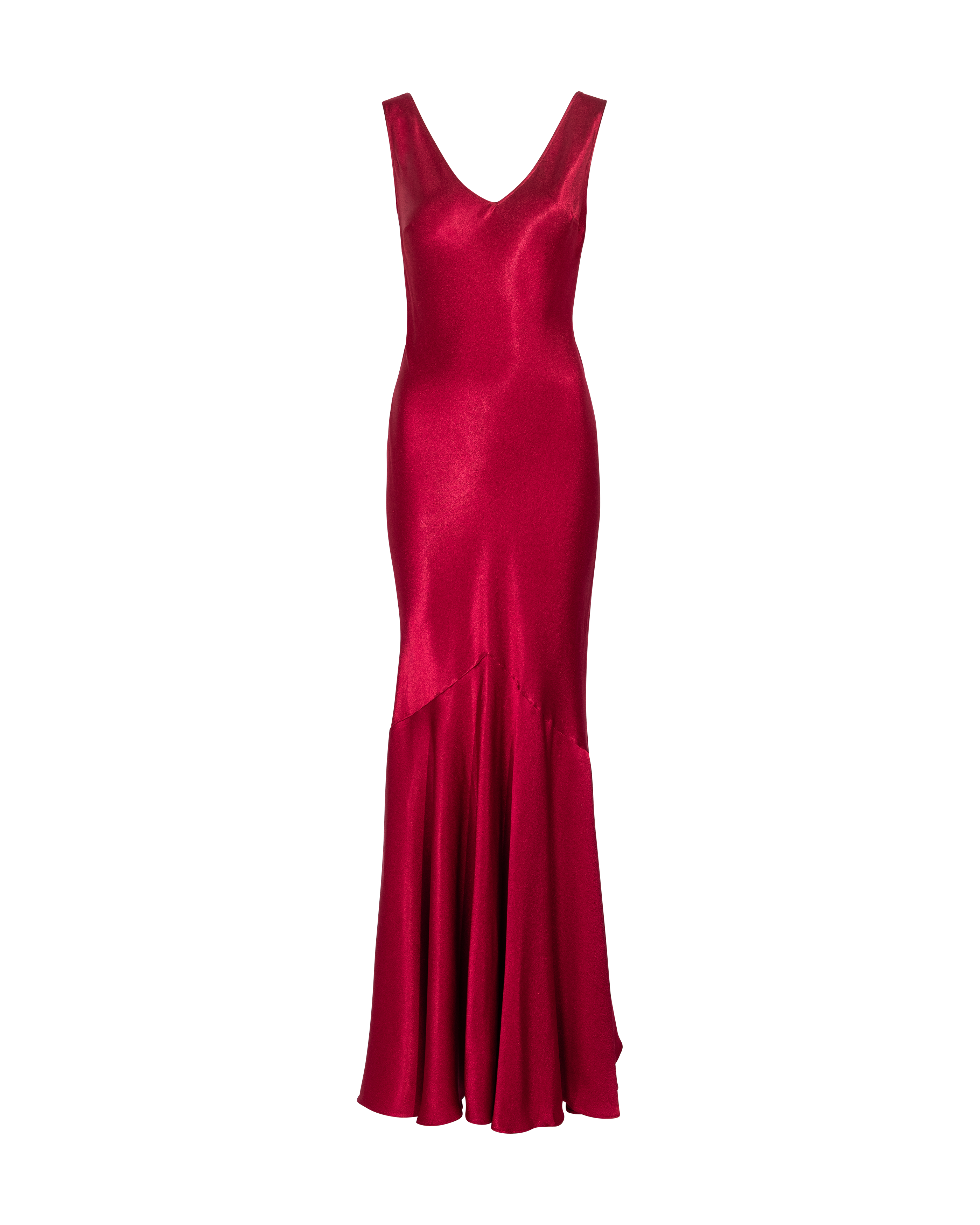 A/W 2001 Red Bias Cut Gown with Open Cowl Back