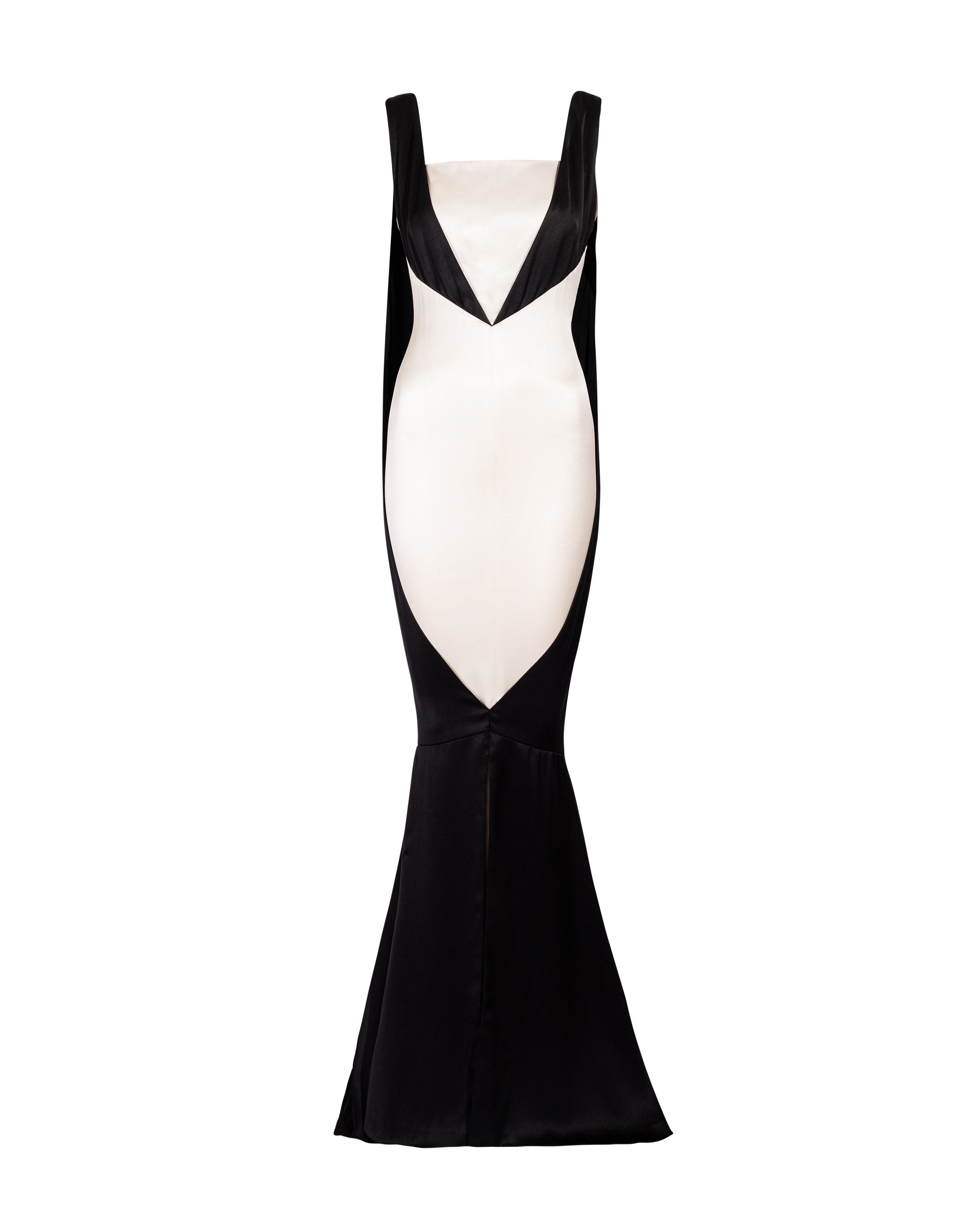 Cruise 2012 Black and Ivory Contrasting Silk Gown