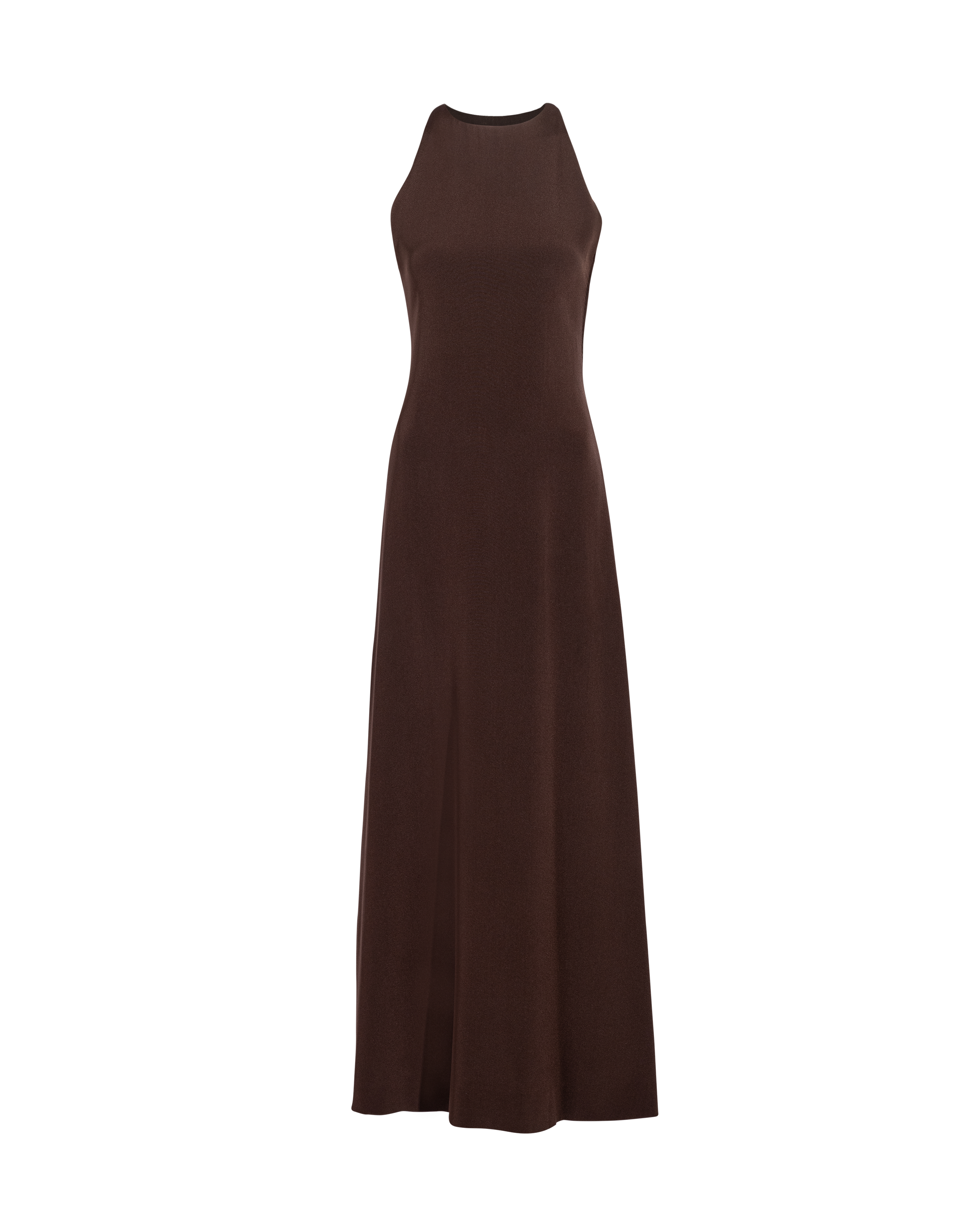 A/W 1969 Haute Couture Chocolate Brown Crepe Sheath Gown