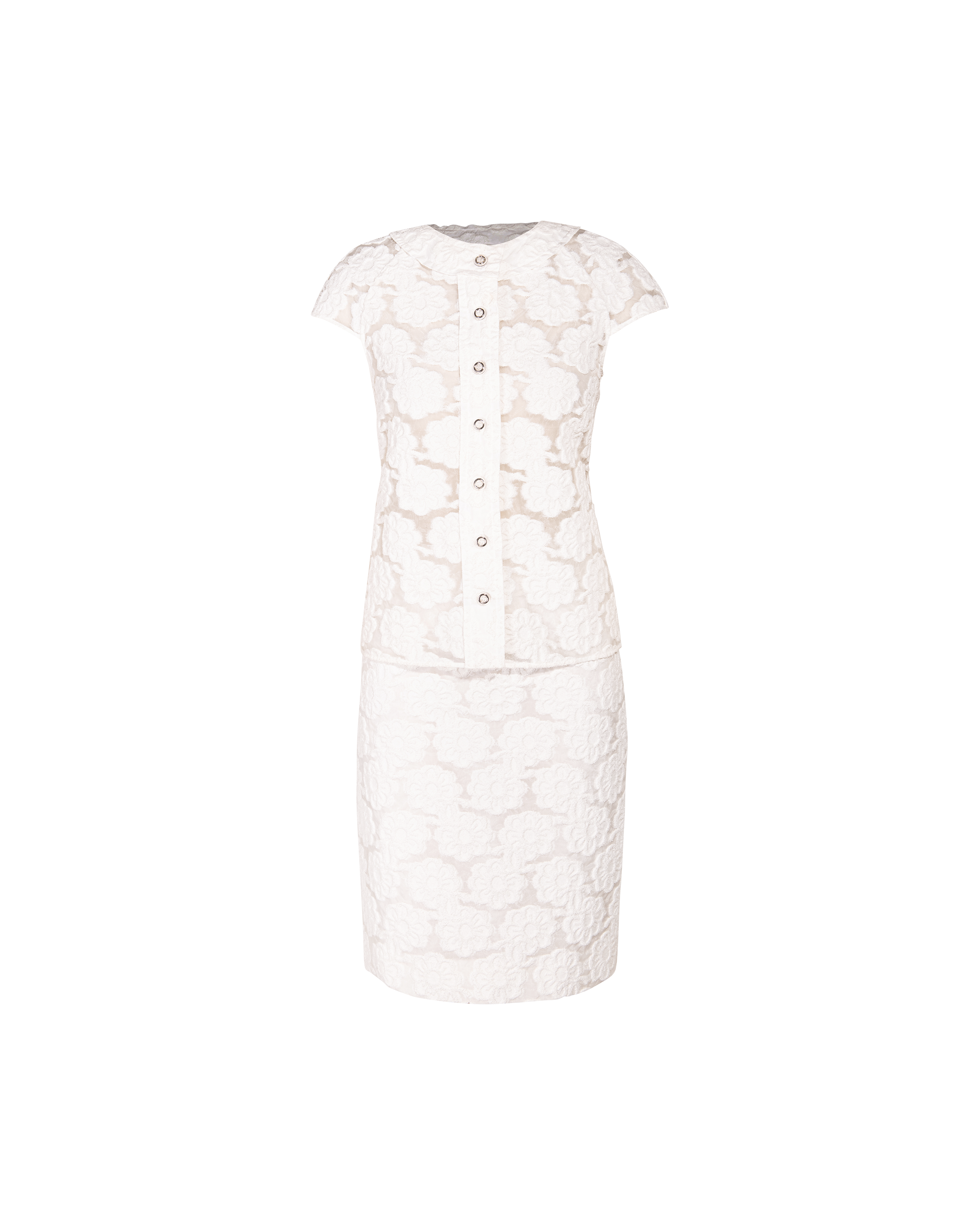 Resort 2009 White Camellia Pattern Terry Cloth Skirt Set