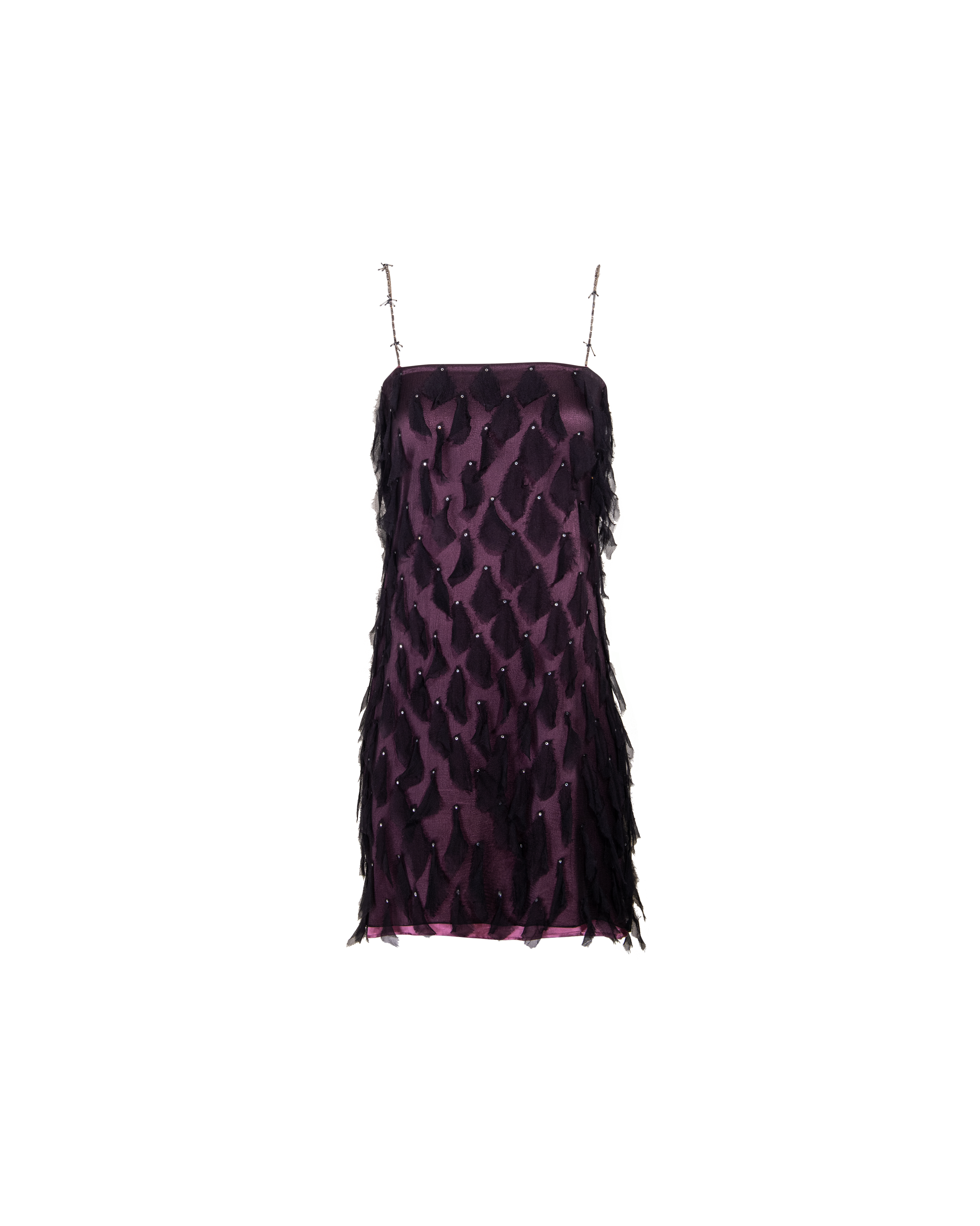 A/W 1998 'Barbed Wire' Embellished Strap Deep Purple Mini Dress