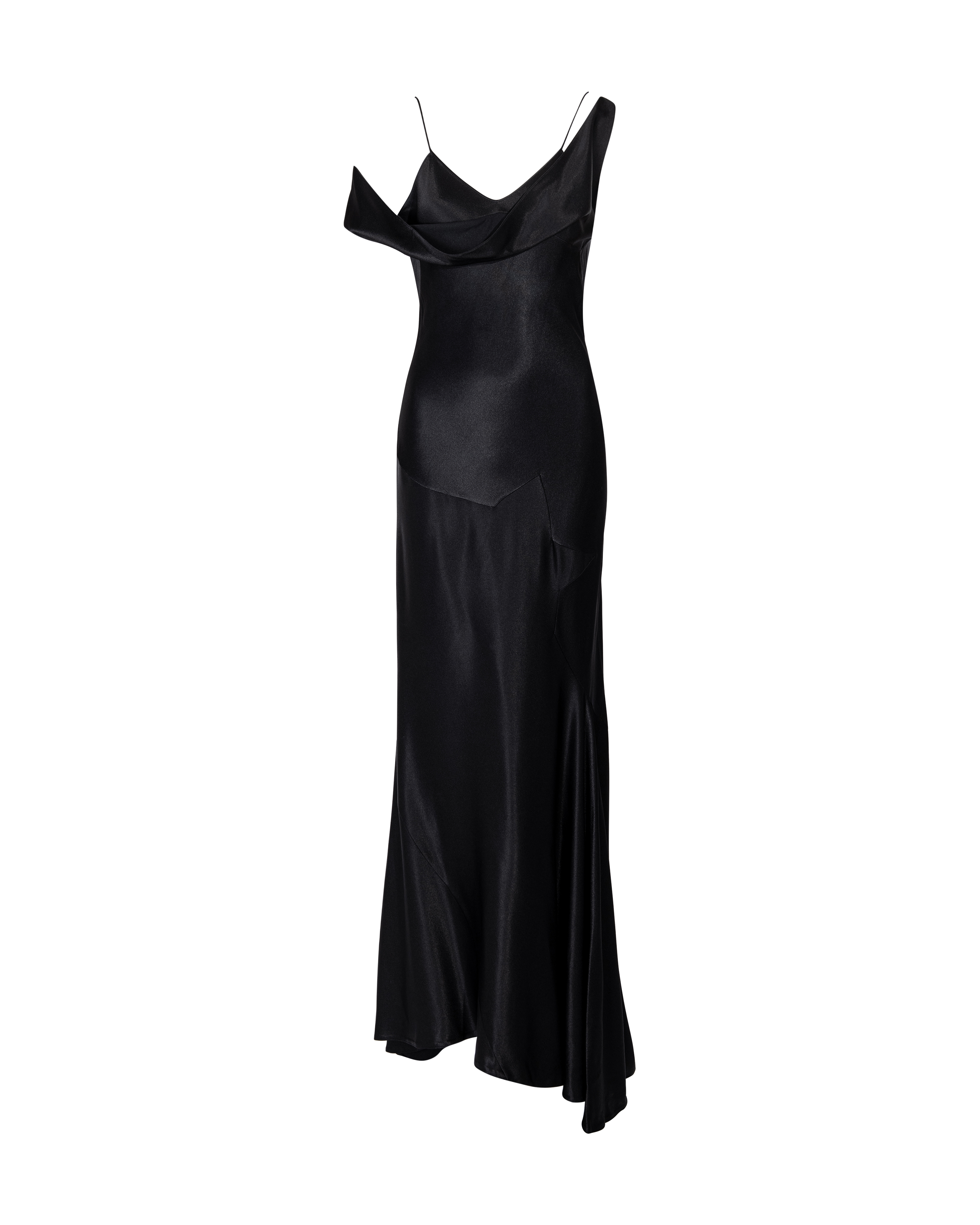 A/W 1994 Black Bias Cut Cowl Neck Slip Gown