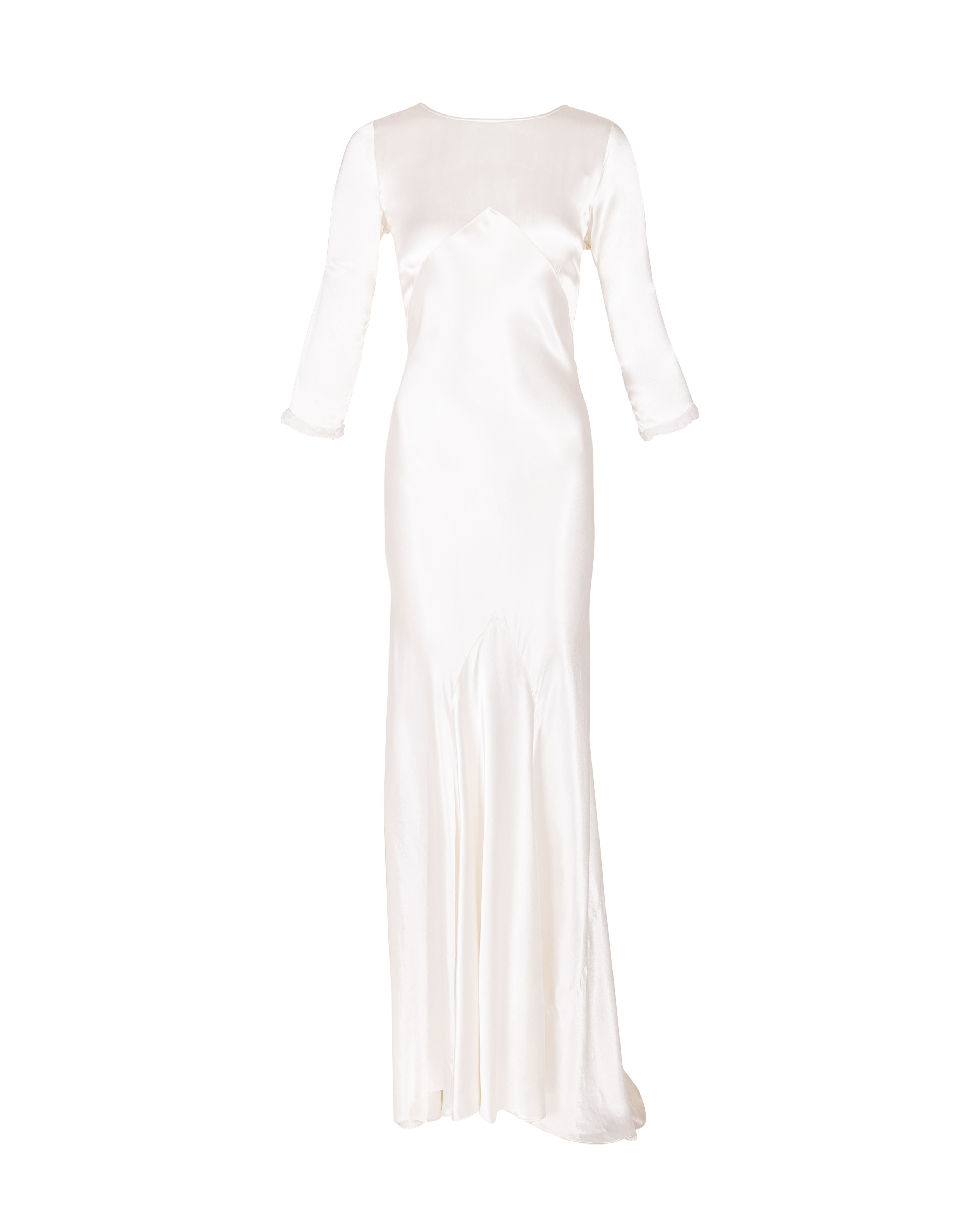 1930's Liquid Silk Three-Quarter Sleeve Bridal Gown