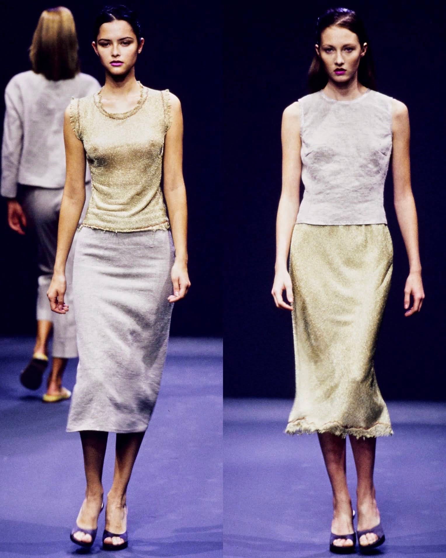 S/S 1998 Gold-Tone Metallic Knit Top and Skirt Set