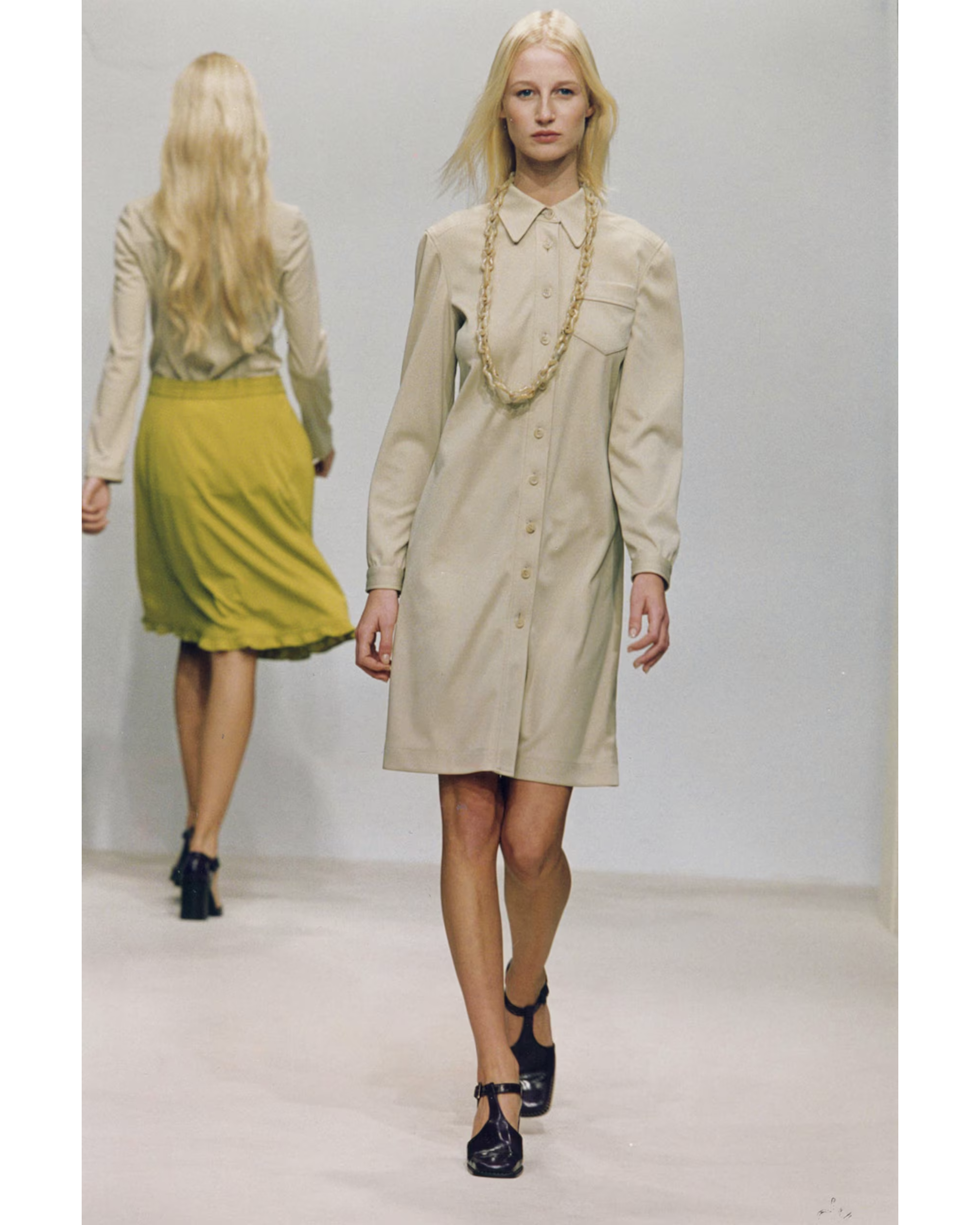 S/S 1996 Beige Long Sleeve Shirt Dress