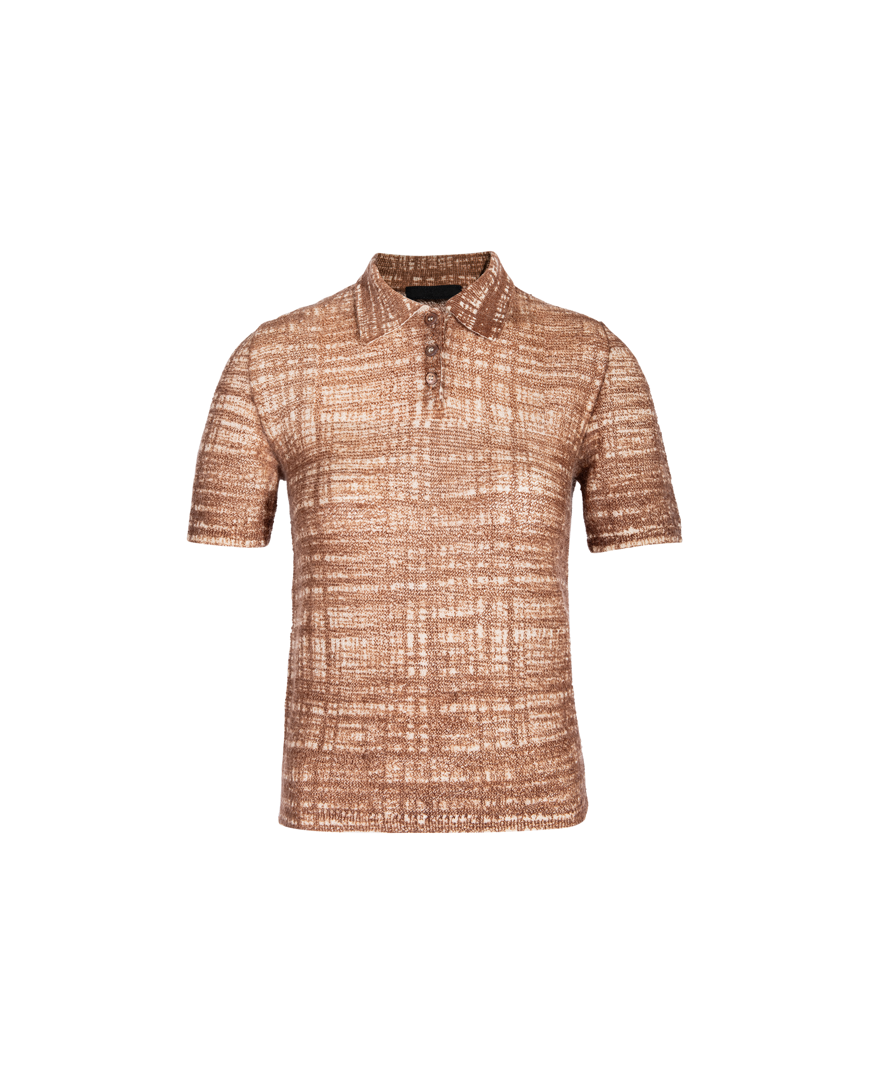 S/S 1996 Brown and White Patterned Polo Top