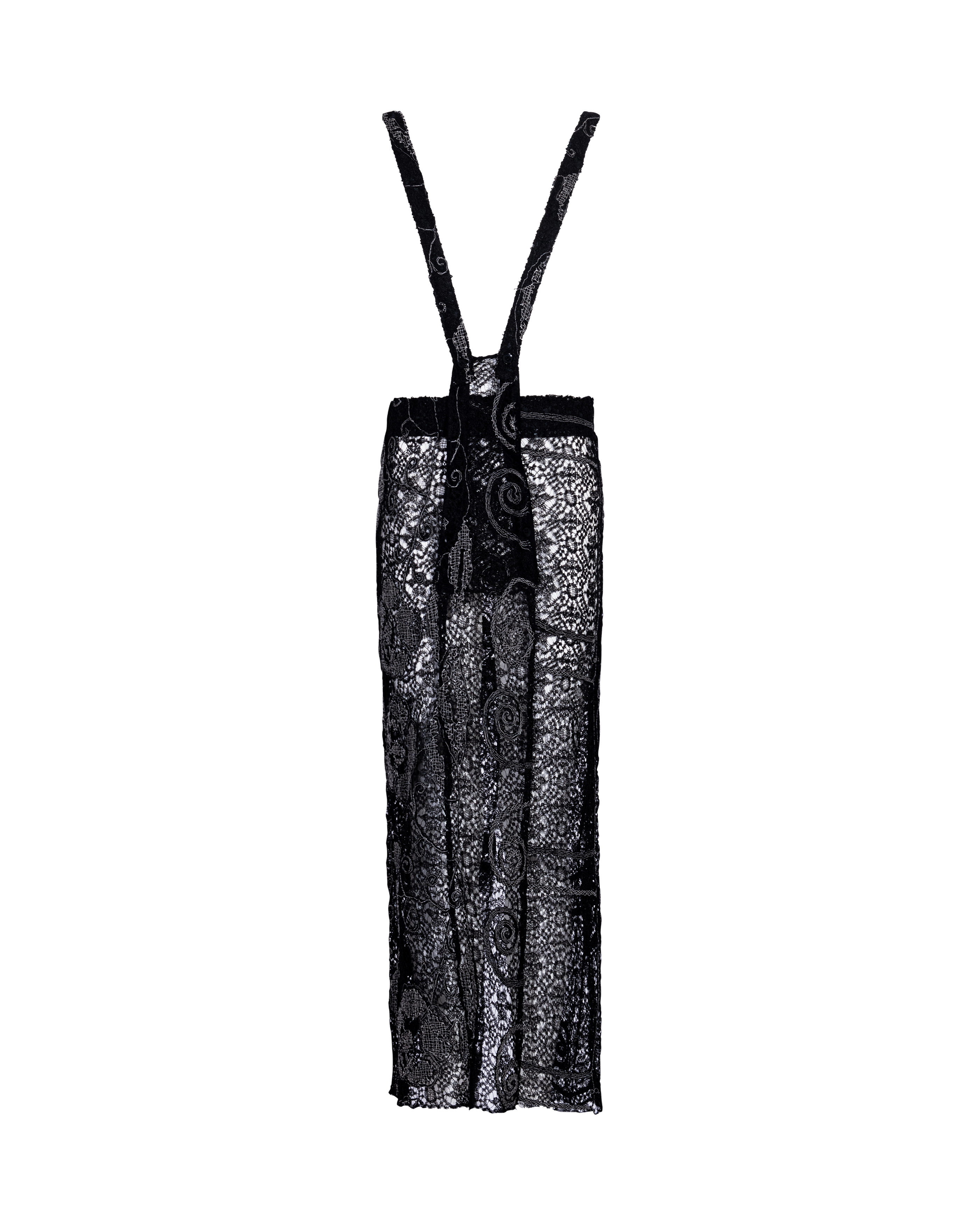 S/S 2015 Semi-Sheer Black Lace Deconstructed Suspender Skirt